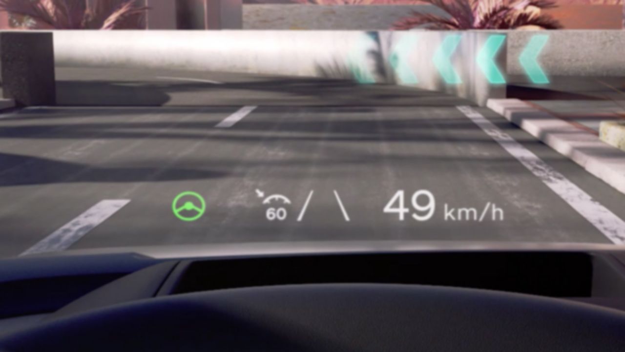 Pokročilý 44” head-up displej v kokpitu elektromobilu Hyundai IONIQ 5.